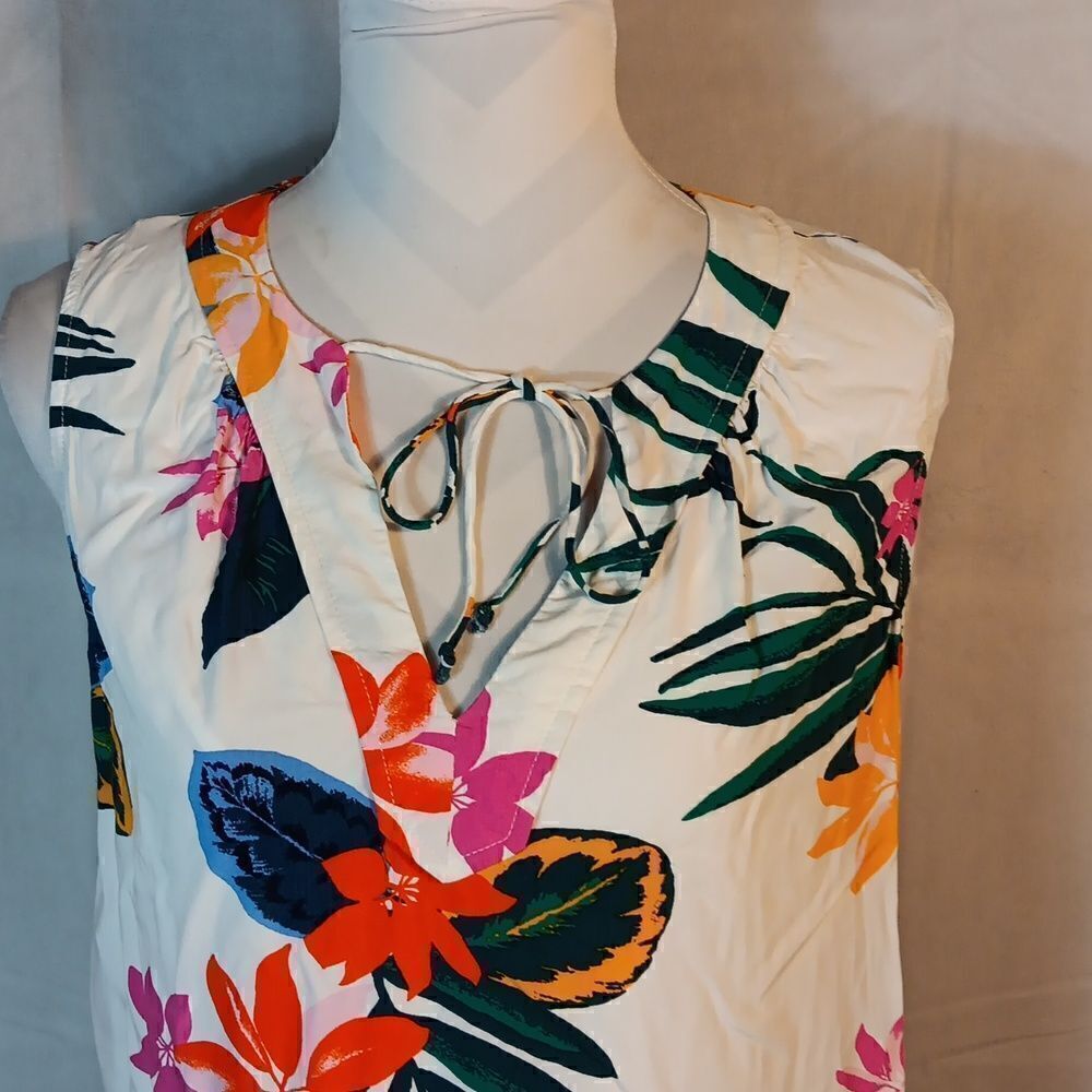 Hawaiian Floral Sleeveless A-Line Dress - Picture 3 of 8